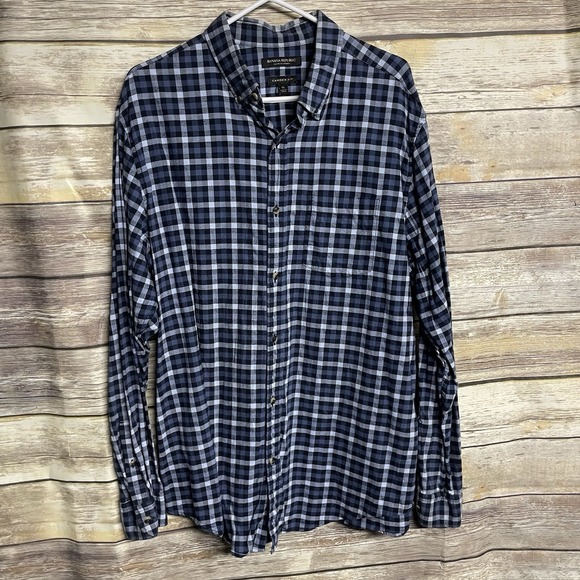 BANANA REPUBLIC LUXE FLANNEL CAMDEN FIT LONG SLEEVE Men's XL  BUTTON UP SHIRT - Picture 1 of 6